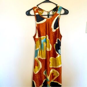 Orange and Blue Maxi Sundress Size M House of Harlow 1960